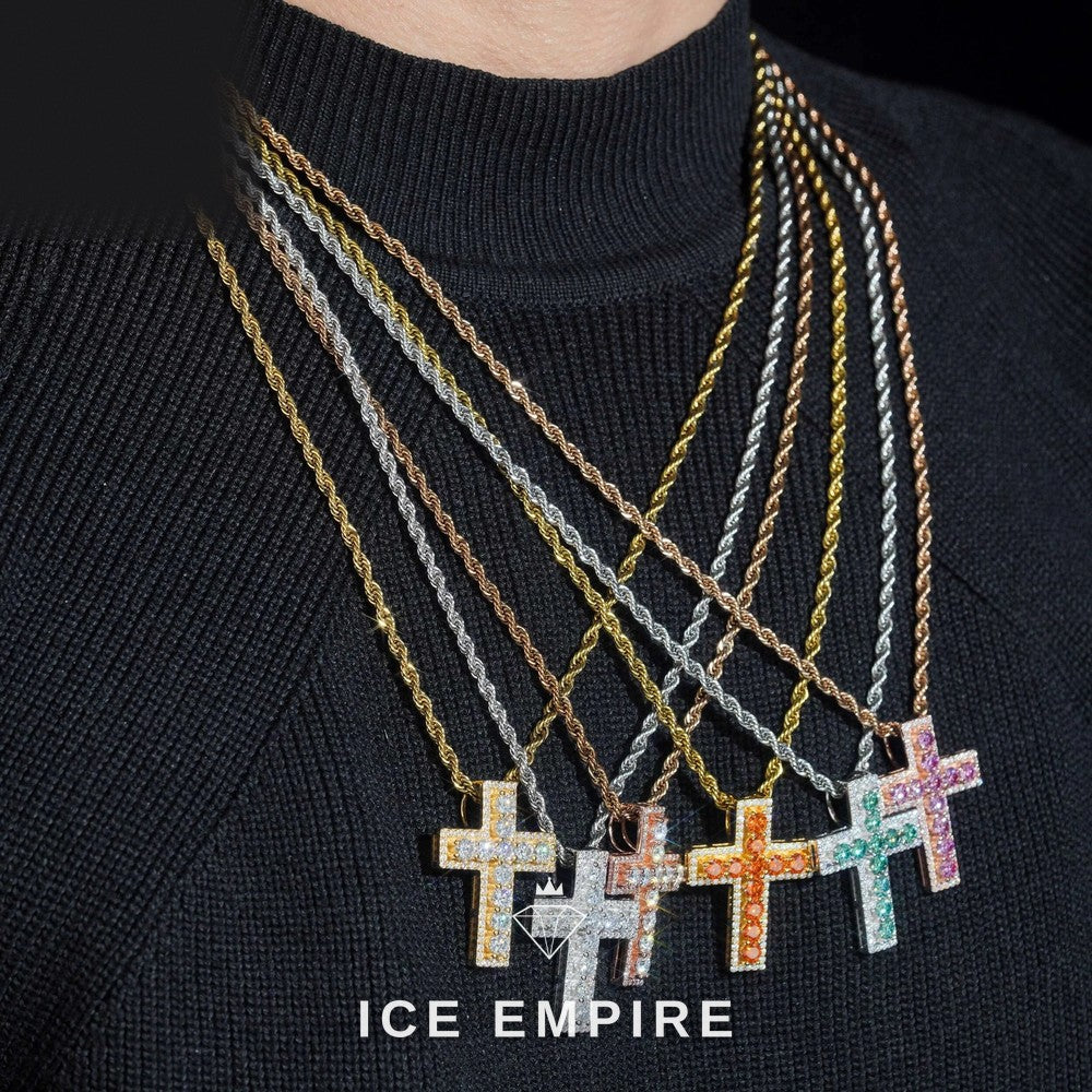 Iced Out Cross 925 Silver Moissanite Pendant
