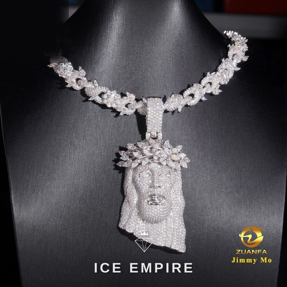 Iced Out 925 Silver Moissanite Cuban Chain