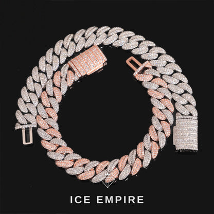 Iced Out Baguette Rose Gold Plated Moissanite Cuban Chain