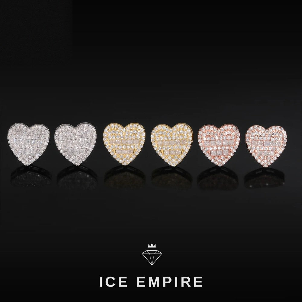 Iced Out Heart 925 Silver Moissanite Earrings