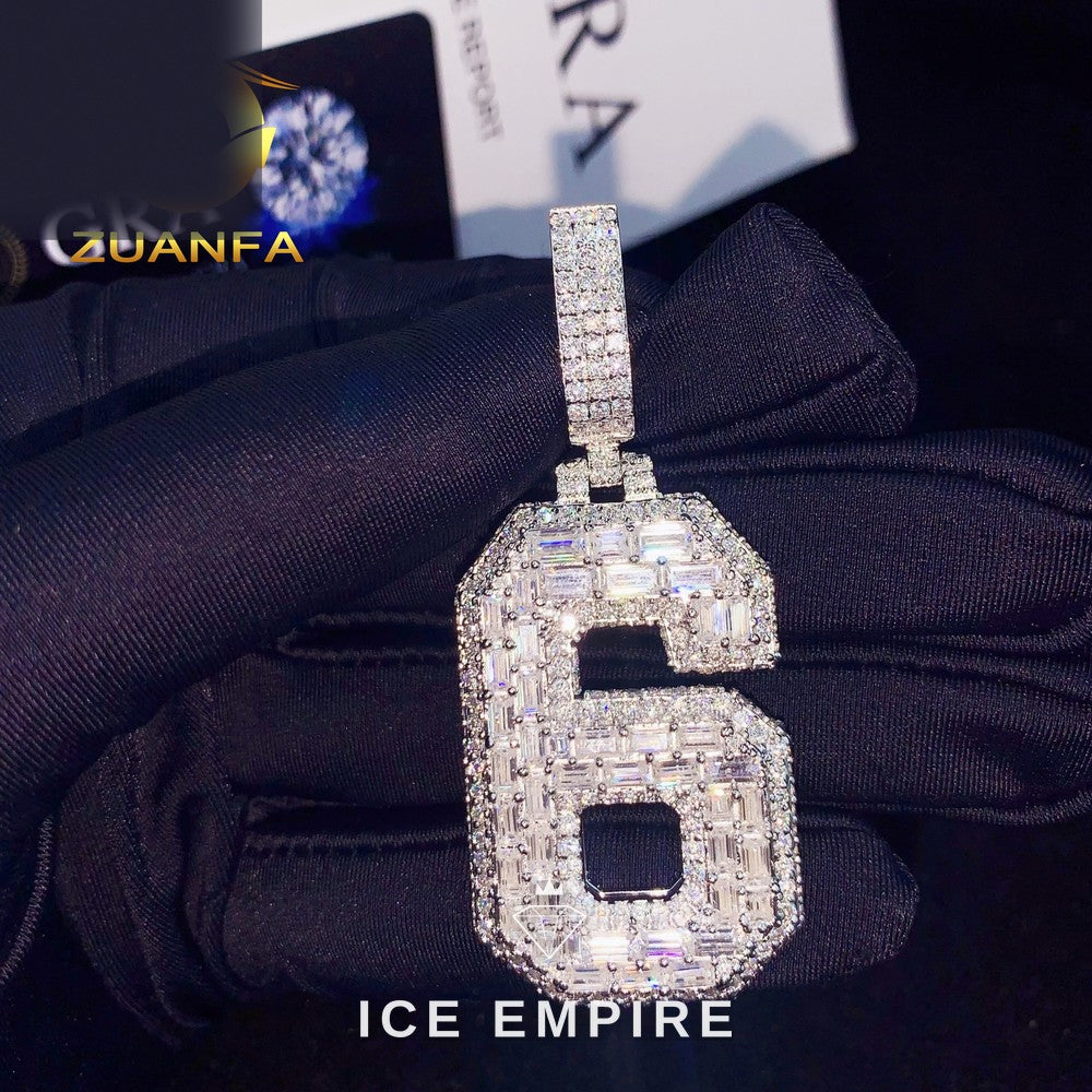 Iced Out Baguette 925 Silver Pendant