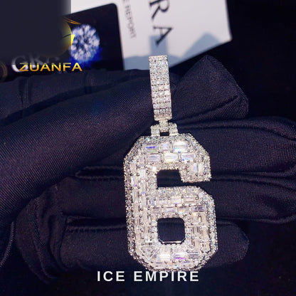 Iced Out Baguette 925 Silver Pendant