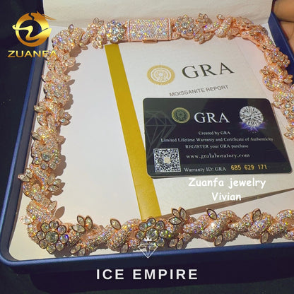 Iced Out Rose Gold Plated Moissanite Cuban Chain