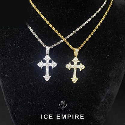 Iced Out Cross Rose Gold Plated Moissanite Pendant