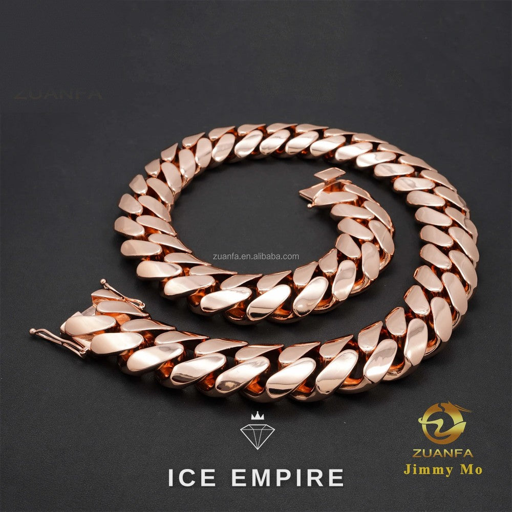 Iced Out Rose Gold Plated Cuban Chain