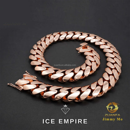 Iced Out Rose Gold Plated Cuban Chain