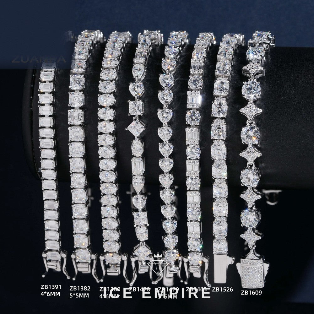 Iced Out 925 Silver Moissanite Tennis Bracelet