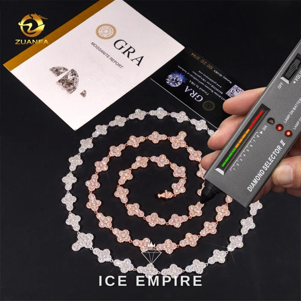 Iced Out Cross Rose Gold Plated Moissanite Cuban Chain