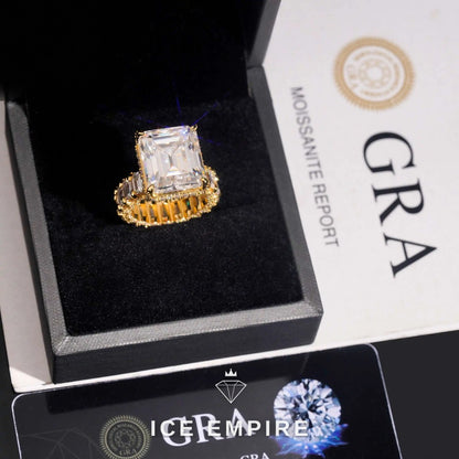 Iced Out Rose Gold Plated Moissanite Engagement Ring