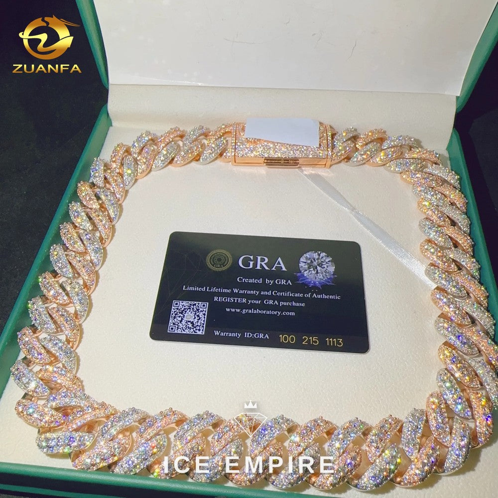 Iced Out Rose Gold Plated Moissanite Cuban Chain
