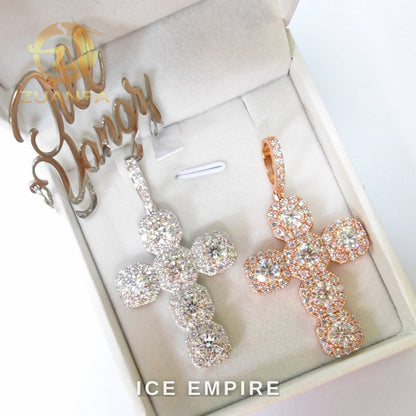 Iced Out Cross 925 Silver Moissanite Pendant
