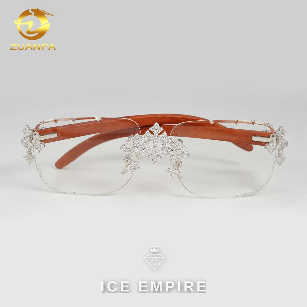 Iced Out Cross 925 Silver Moissanite Glasses