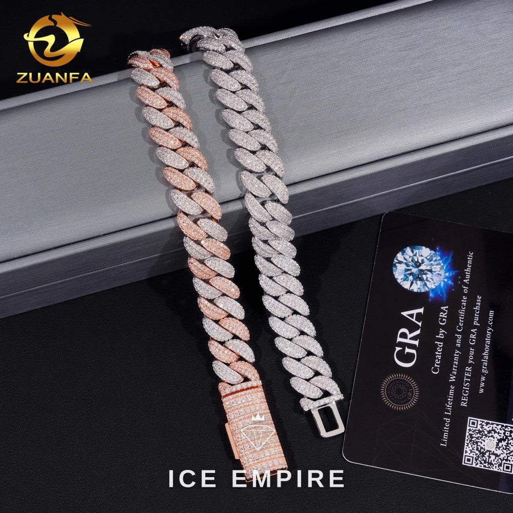 Iced Out Cross 925 Silver Moissanite Cuban Chain