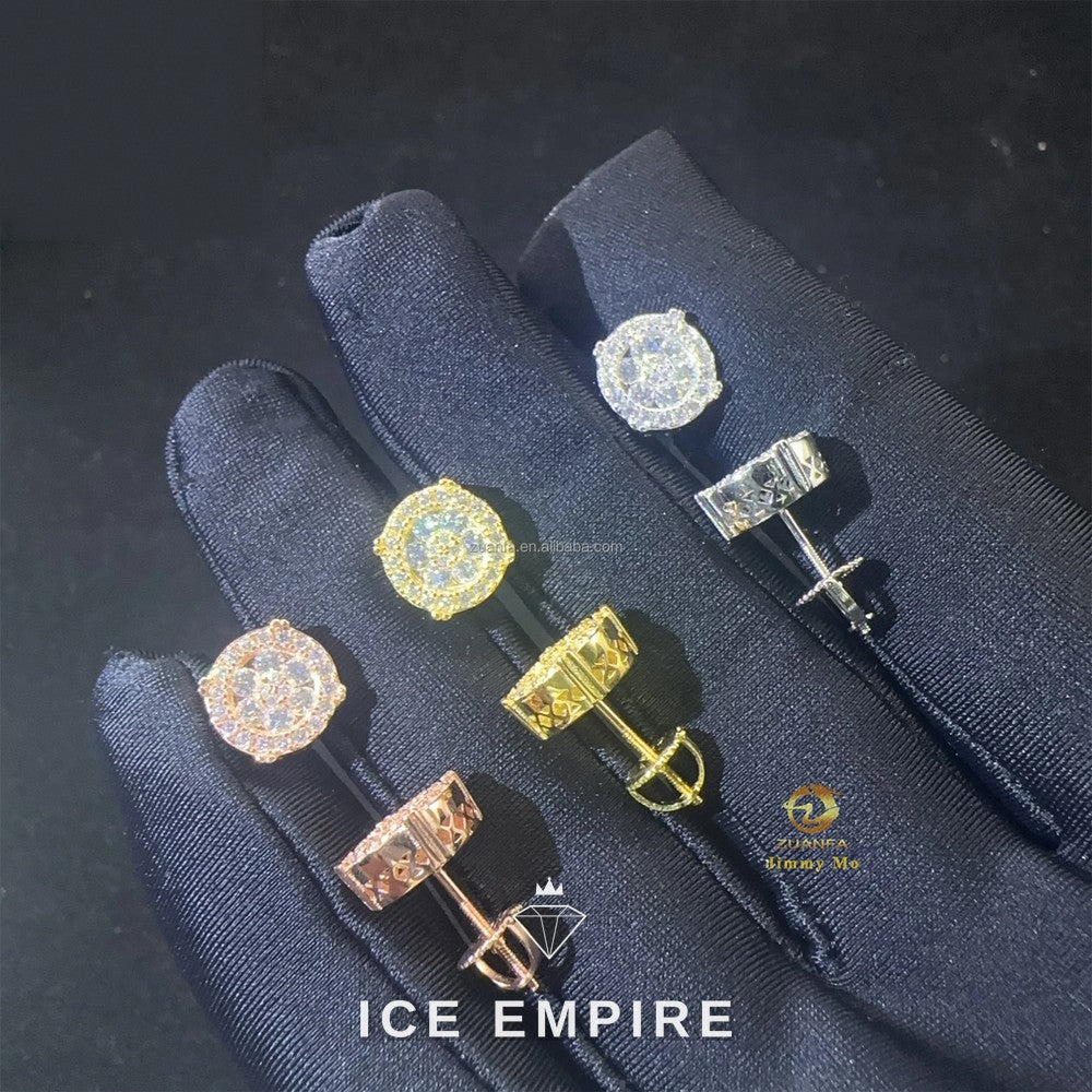 Iced Out 925 Silver Moissanite Stud Earrings