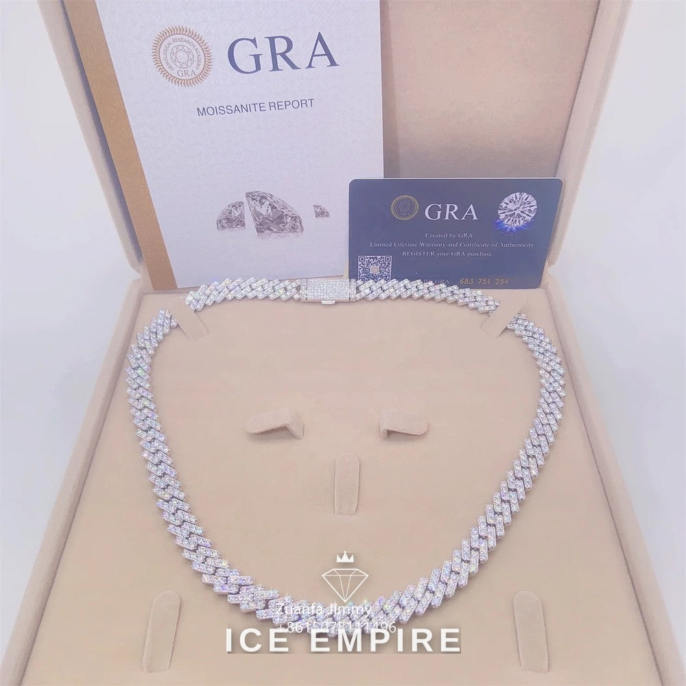 Iced Out 925 Silver Moissanite Cuban Chain