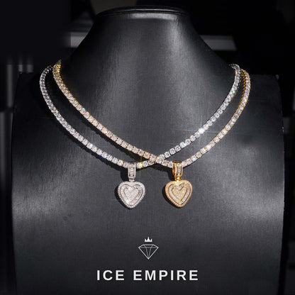 Iced Out Heart Rose Gold Plated Moissanite Pendant