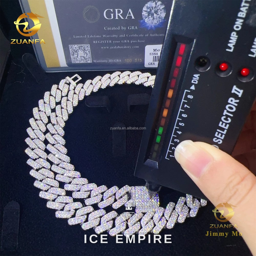 Iced Out 925 Silver Moissanite Cuban Chain