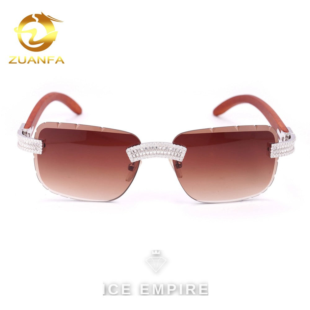Iced Out Baguette 925 Silver Glasses