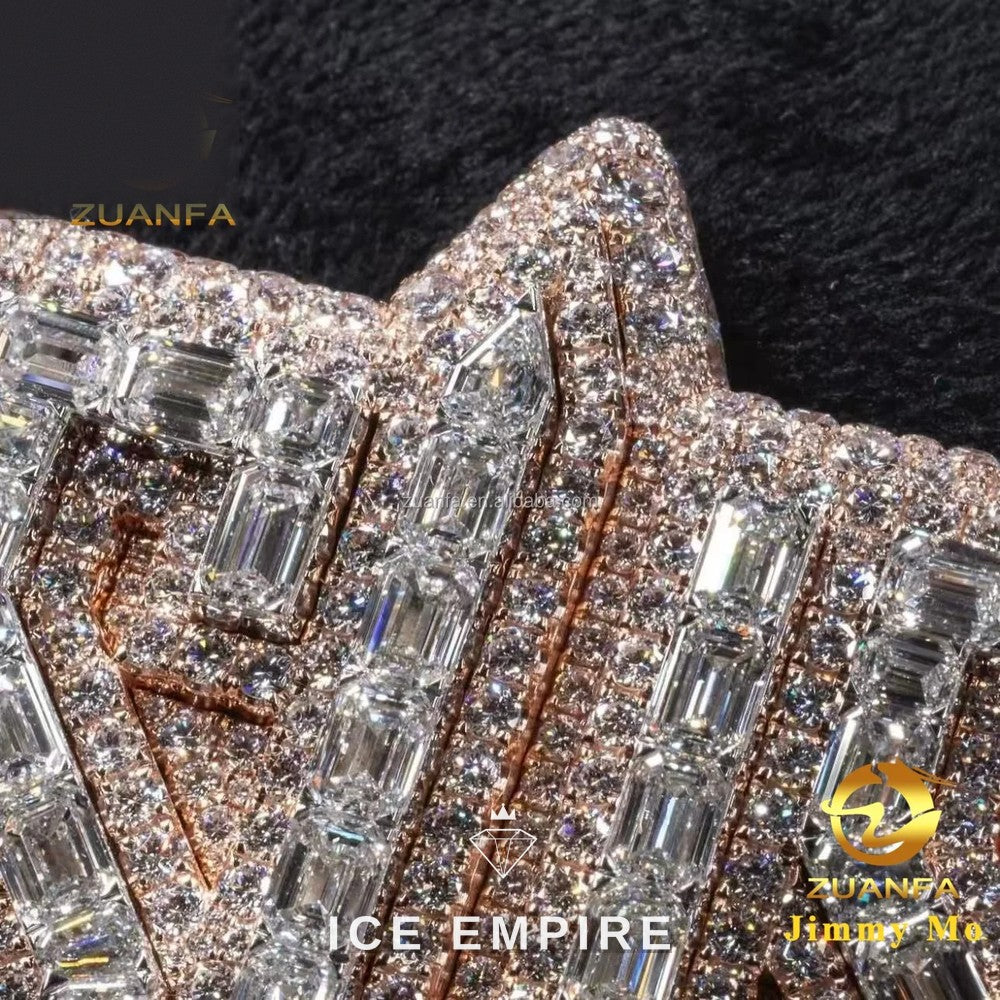 Iced Out Baguette 925 Silver Moissanite Pendant