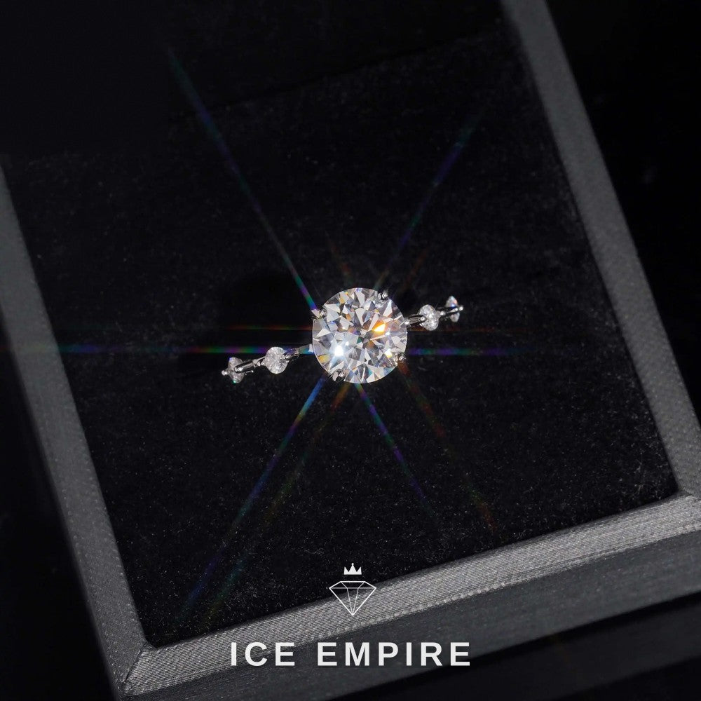 Iced Out 18K Gold Moissanite Engagement Ring
