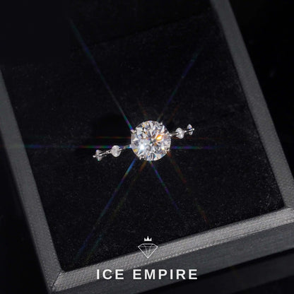 Iced Out 18K Gold Moissanite Engagement Ring