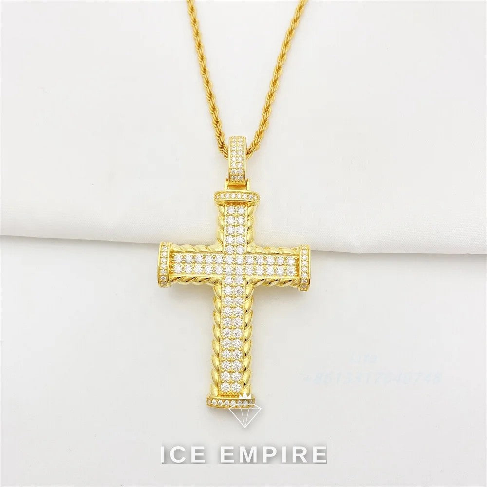 Iced Out Cross 925 Silver Pendant
