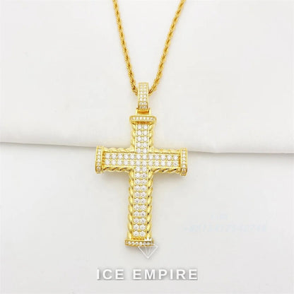Iced Out Cross 925 Silver Pendant