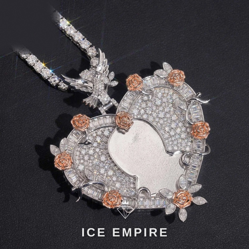Iced Out Heart 925 Silver Moissanite Pendant