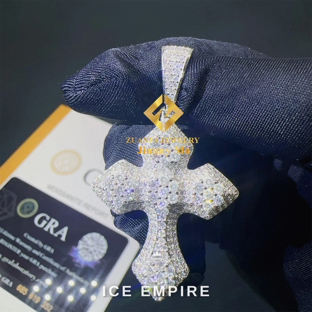 Iced Out Cross Gold Plated Moissanite Pendant