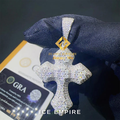 Iced Out Cross Gold Plated Moissanite Pendant