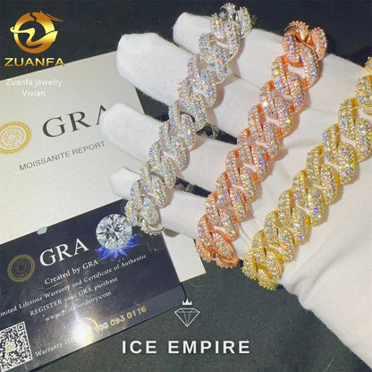 Iced Out 925 Silver Moissanite Cuban Chain