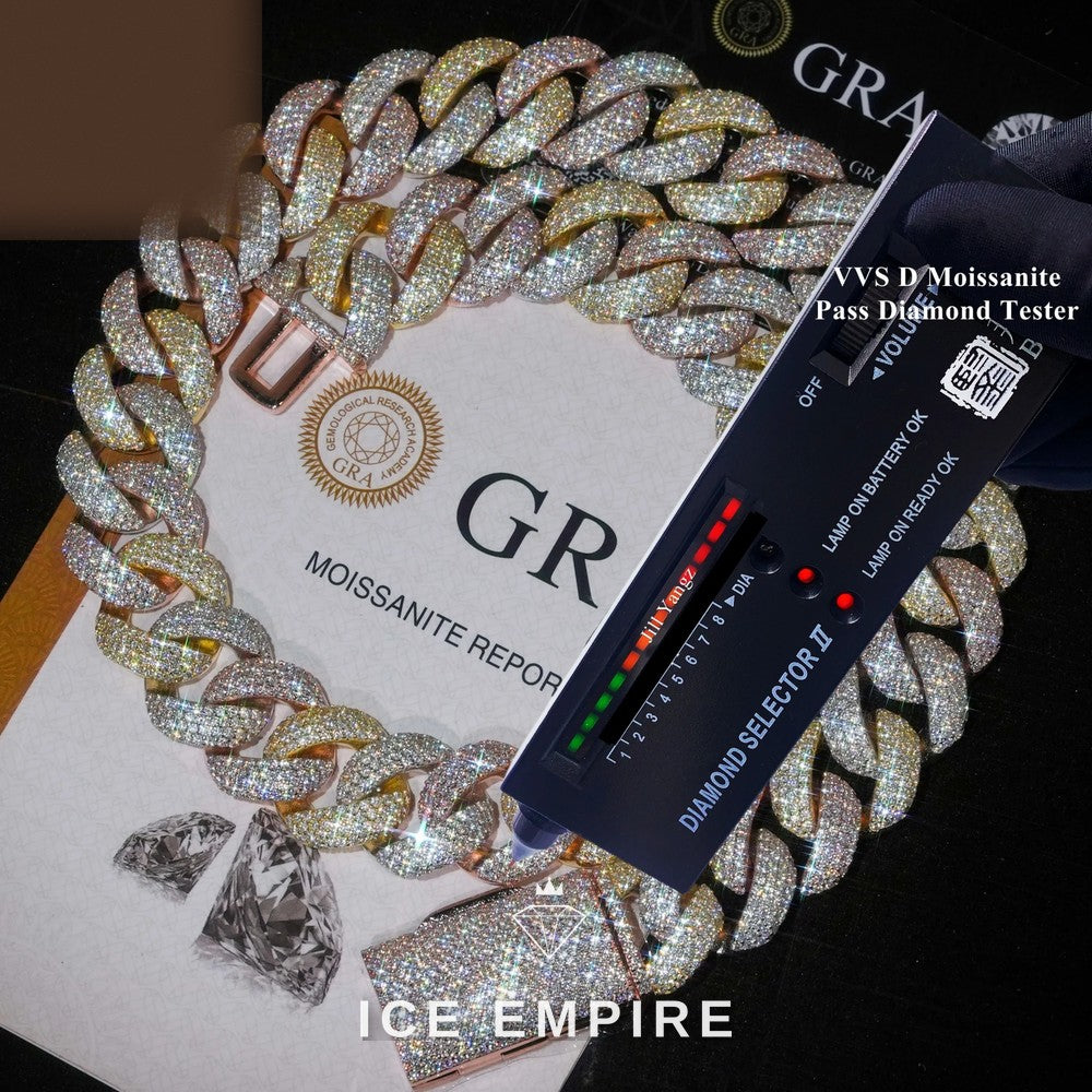 Iced Out Rose Gold Plated Moissanite Cuban Chain
