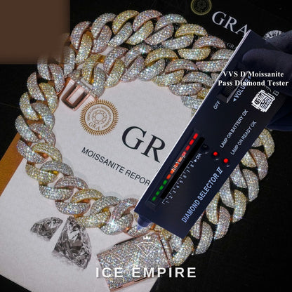Iced Out Rose Gold Plated Moissanite Cuban Chain