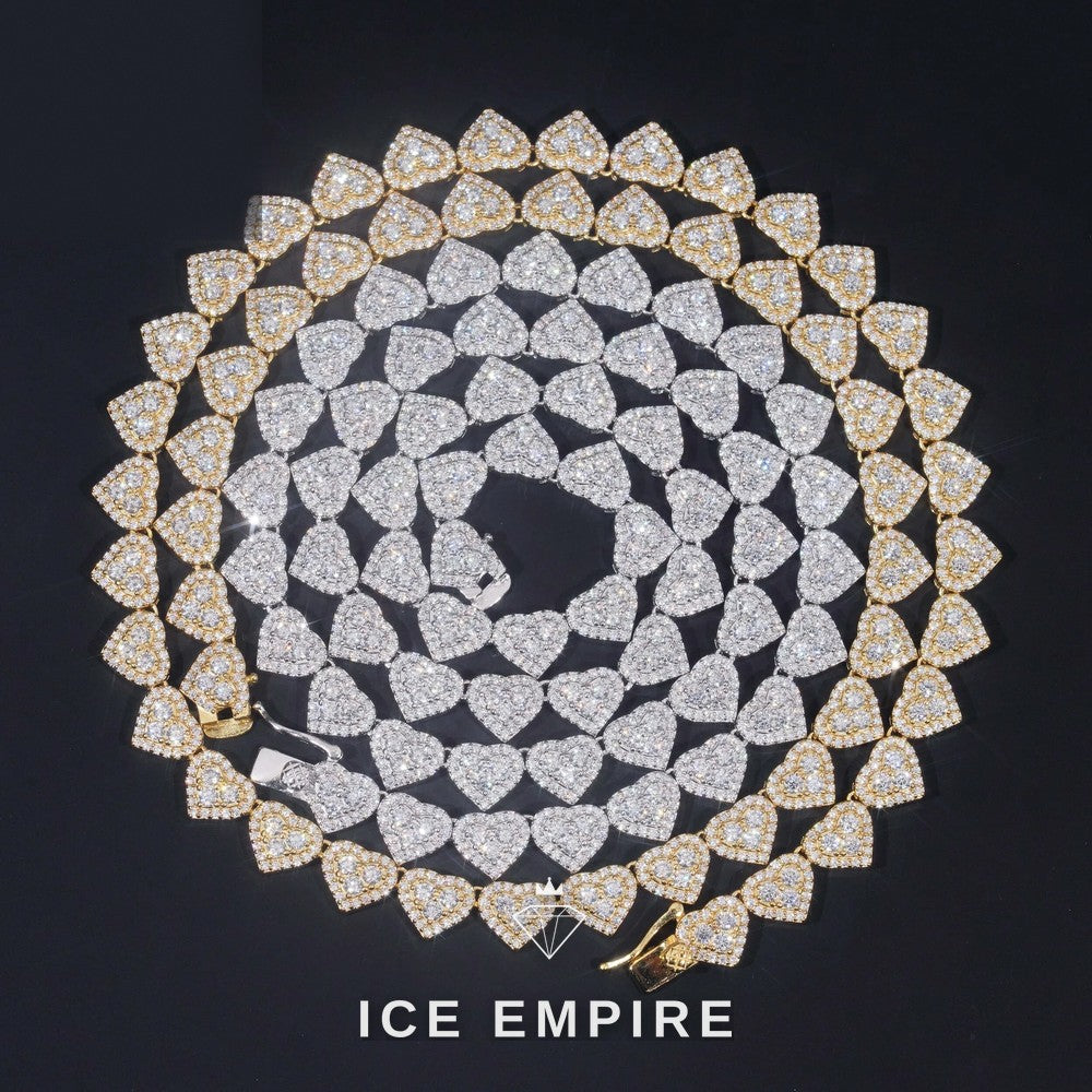 Iced Out Heart Rose Gold Plated Moissanite Cuban Chain