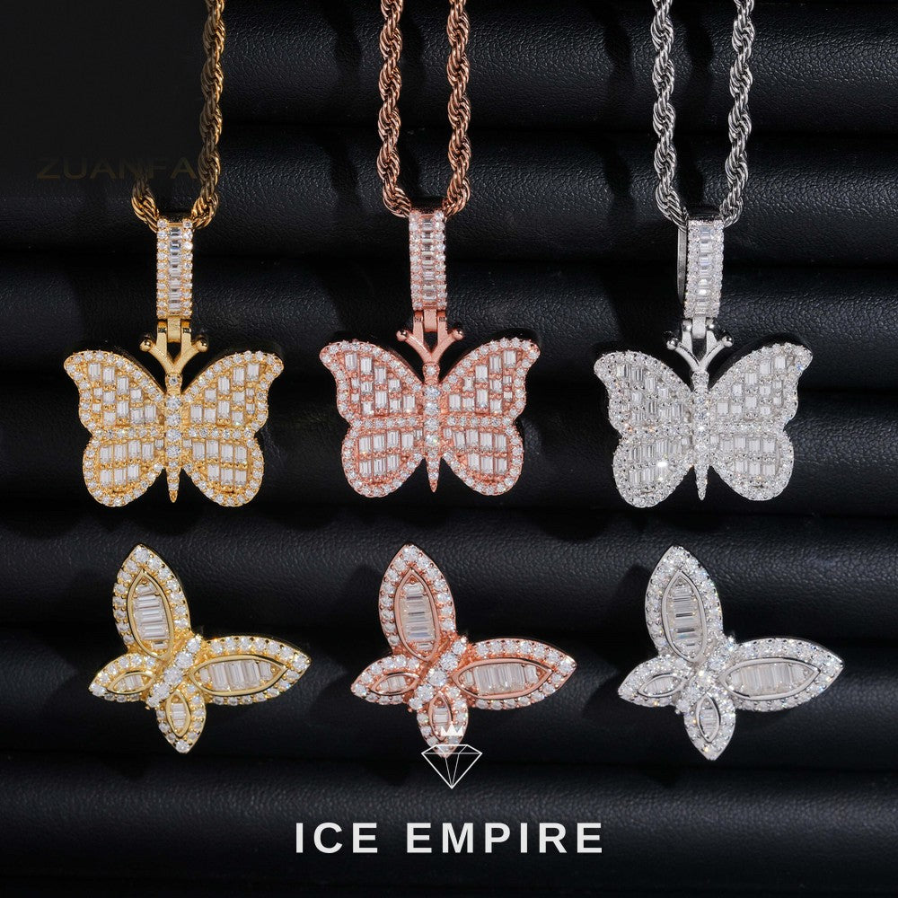 Iced Out Cross Rose Gold Plated Moissanite Pendant