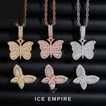 Iced Out Cross Rose Gold Plated Moissanite Pendant