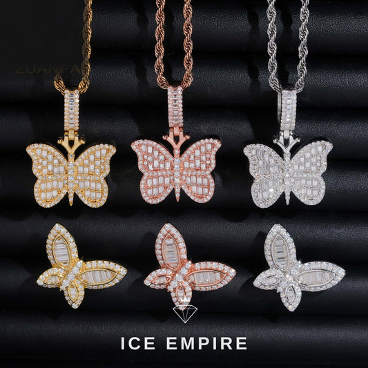 Iced Out Cross Rose Gold Plated Moissanite Pendant