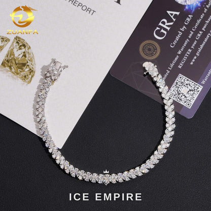 Iced Out Cluster 925 Silver Moissanite Tennis Bracelet