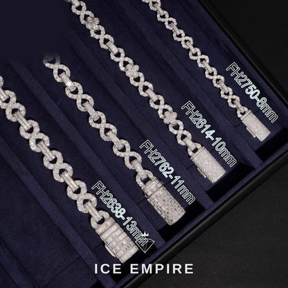 Iced Out Baguette 925 Silver Moissanite Cuban Chain