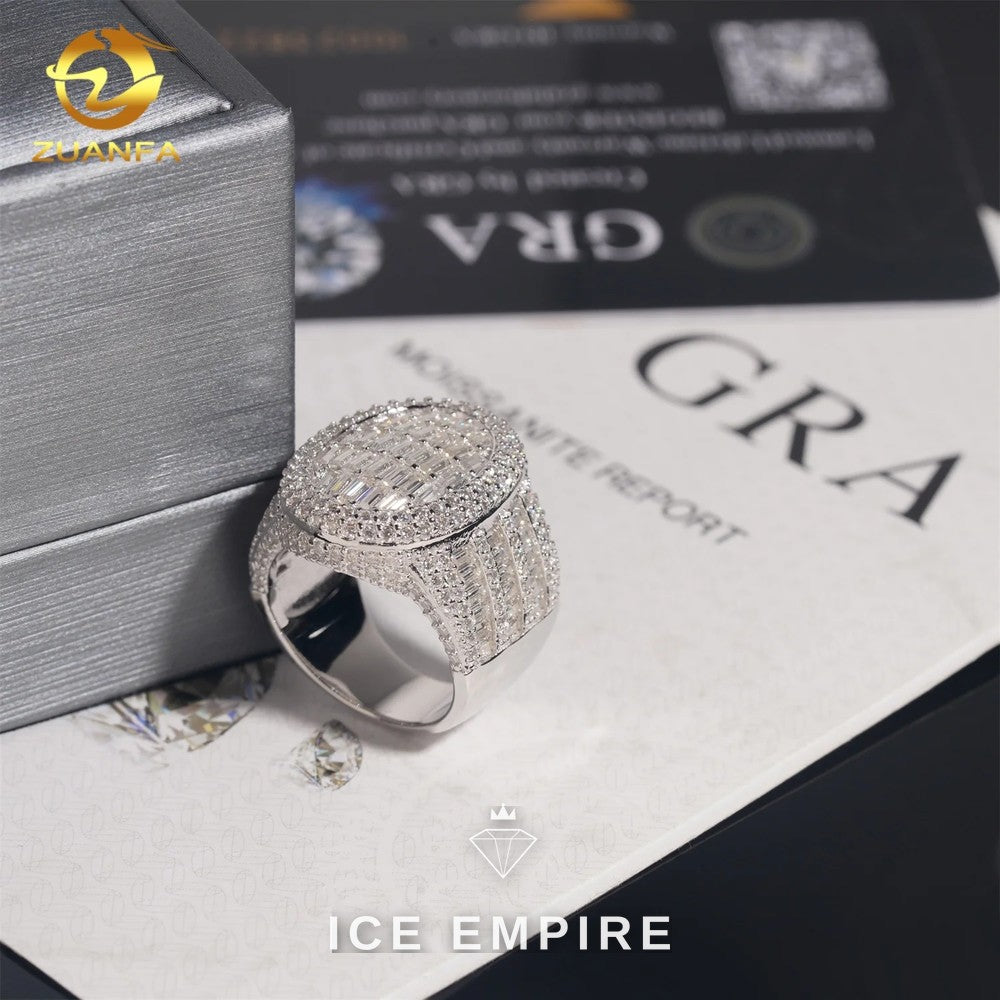 Iced Out Baguette 925 Silver Moissanite Ring