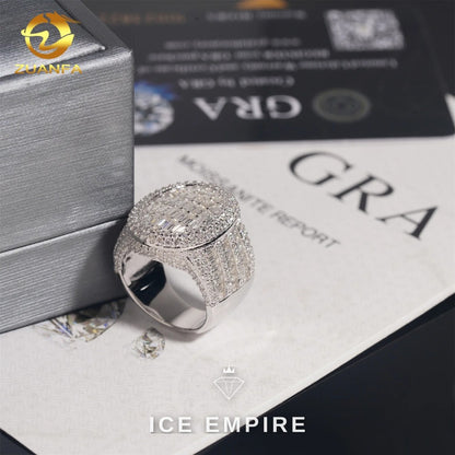 Iced Out Baguette 925 Silver Moissanite Ring