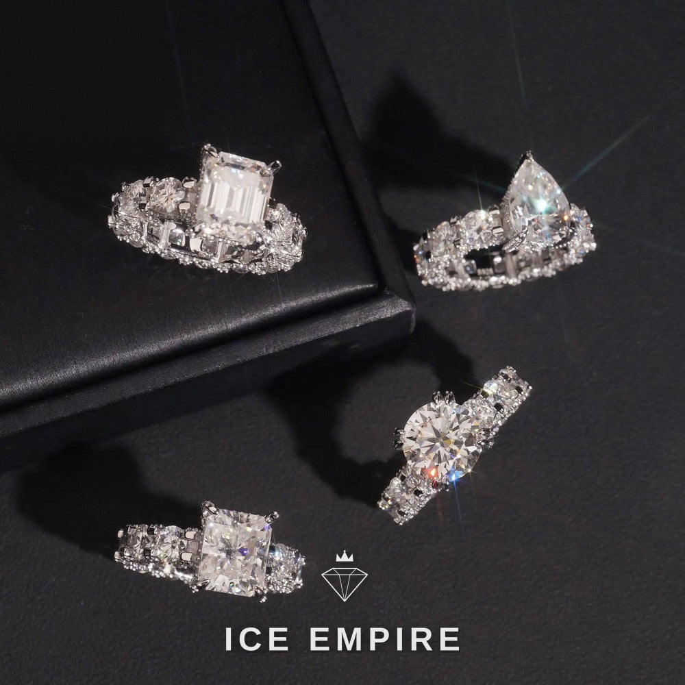 Iced Out 925 Silver Moissanite Wedding Band