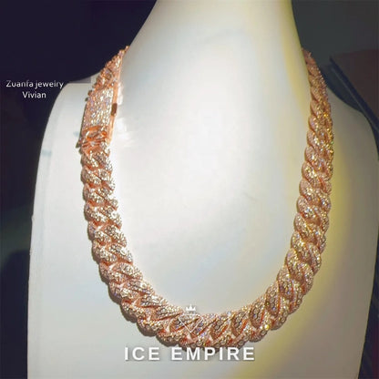 Iced Out Rose Gold Plated Moissanite Cuban Chain