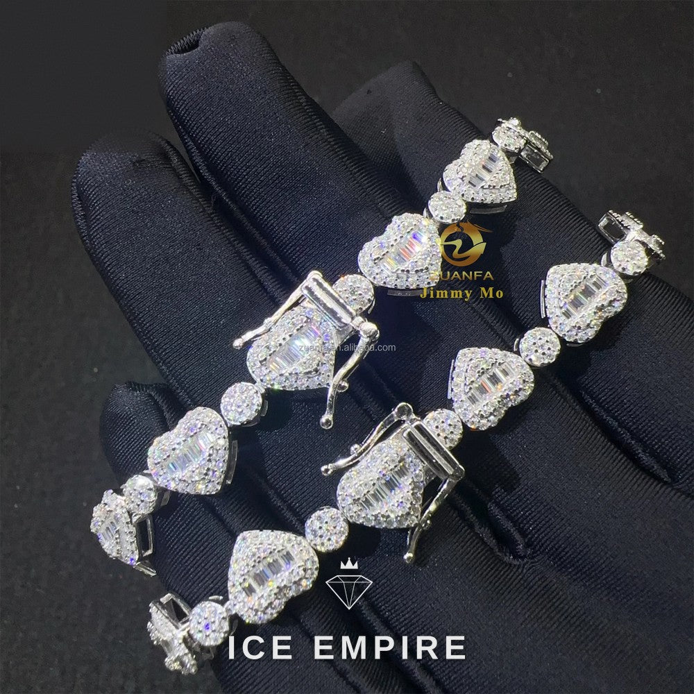 Iced Out Heart Gold Plated Moissanite Tennis Chain