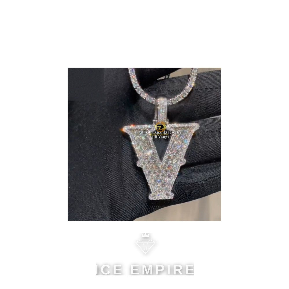 Iced Out Baguette 925 Silver Pendant