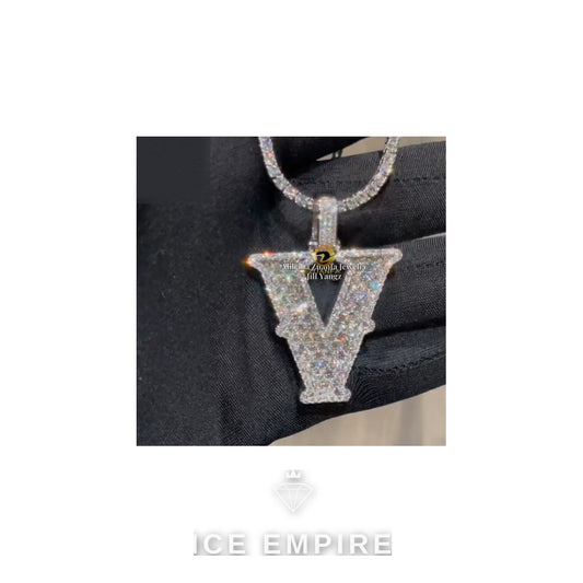Iced Out Baguette 925 Silver Pendant