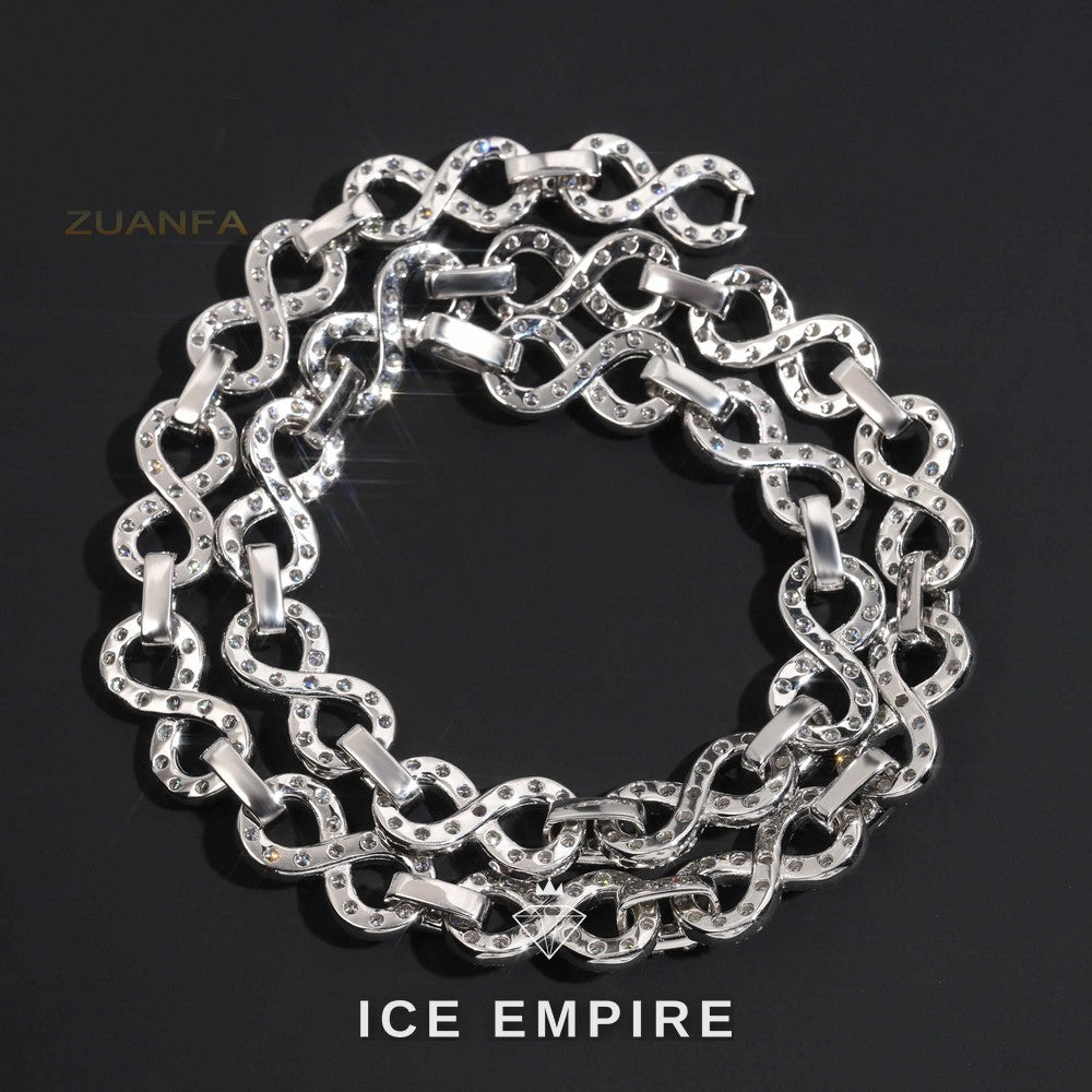 Iced Out Cluster Rose Gold Plated Moissanite Cuban Chain