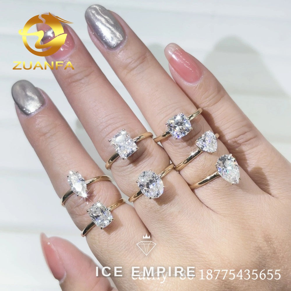 Iced Out 14K Gold Moissanite Engagement Ring