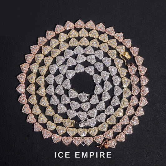 Iced Out Heart Rose Gold Plated Moissanite Cuban Chain