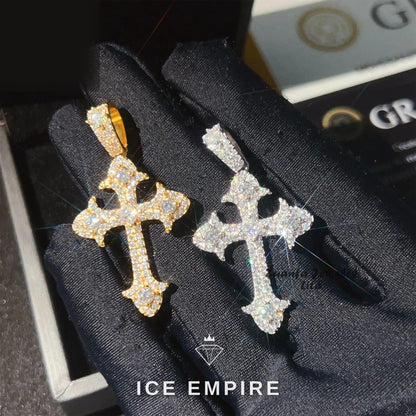 Iced Out Cross 925 Silver Pendant